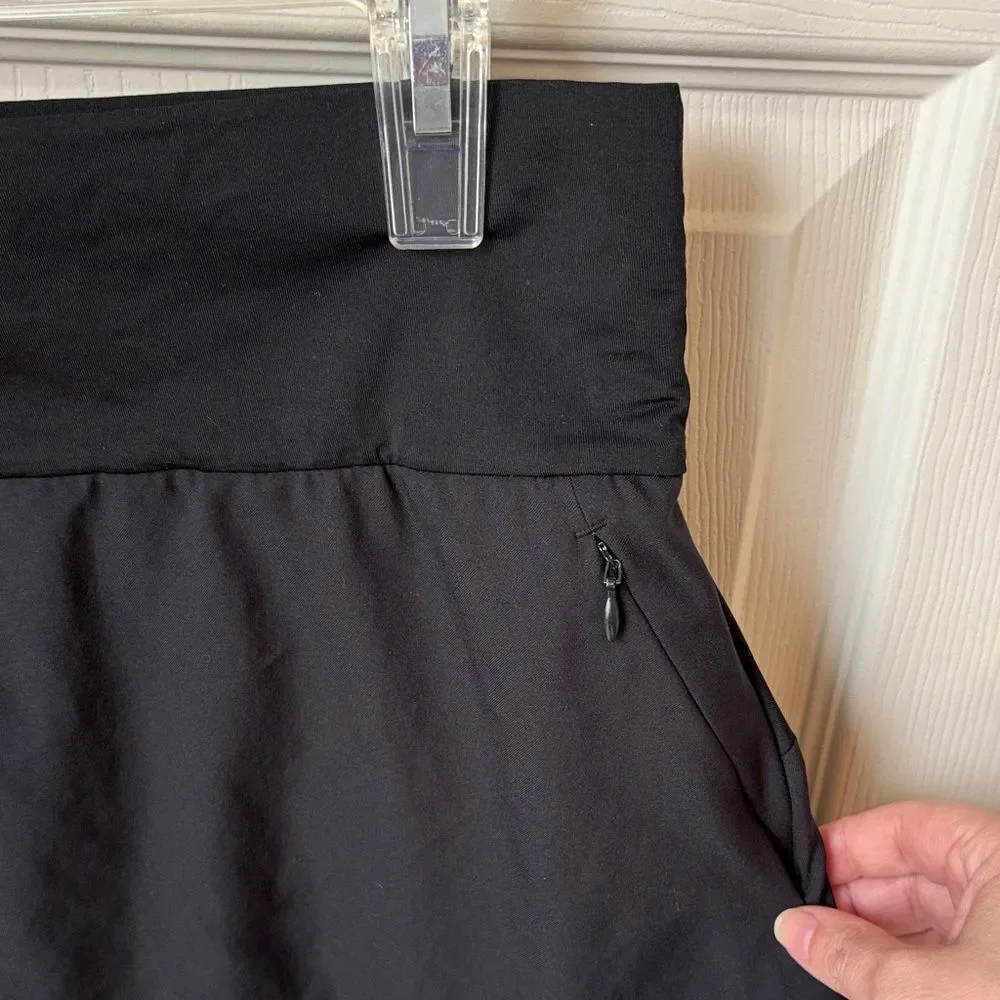 Adidas Women’s Black skirt ruffle built in shorts zip pockets size medium EUC